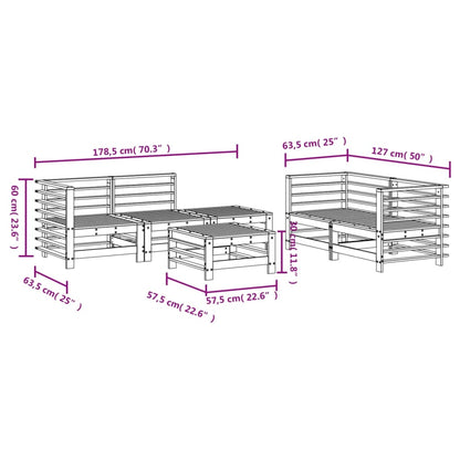 Set Salotto da Giardino 6 pz in Legno Massello di Pino