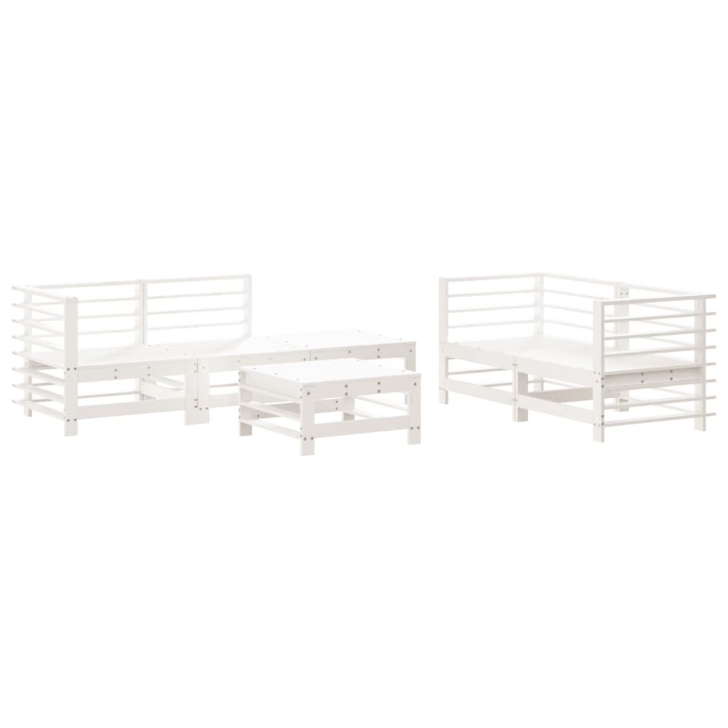 Set Salotto da Giardino 6 pz Bianco in Legno Massello di Pino - homemem39