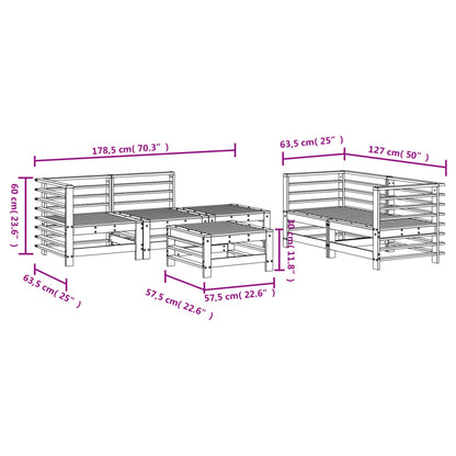 Set Salotto da Giardino 6 pz in Legno Massello di Douglas | homemem39