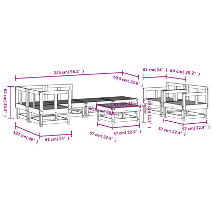 Set Salotto da Giardino 8 pz in Legno Impregnato di Pino | homemem39