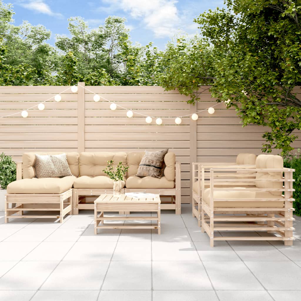 Set Salotto da Giardino 7 pz in Legno Massello di Pino | homemem39