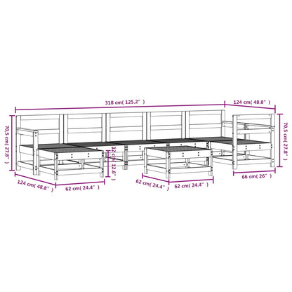 Set Salotto da Giardino 8 pz in Legno Massello di Pino | homemem39