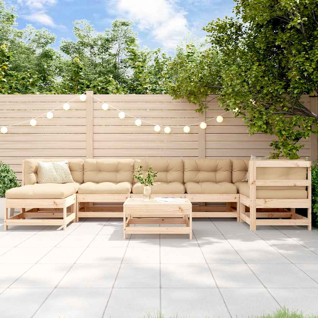 Set Salotto da Giardino 8 pz in Legno Massello di Pino | homemem39