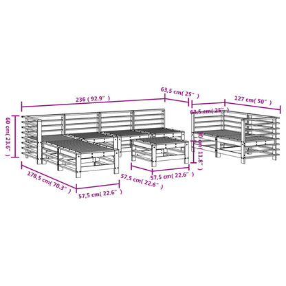 Set Salotto da Giardino 9 pz in Legno Massello di Pino | homemem39