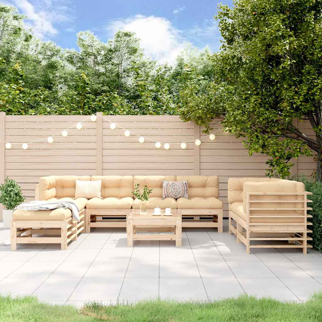 Set Salotto da Giardino 9 pz in Legno Massello di Pino | homemem39
