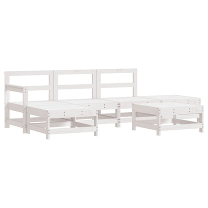 Set Salotto da Giardino 6 pz Bianco in Legno Massello di Pino