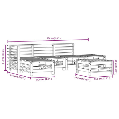 Set Salotto da Giardino 6 pz Nero in Legno Massello di Pino