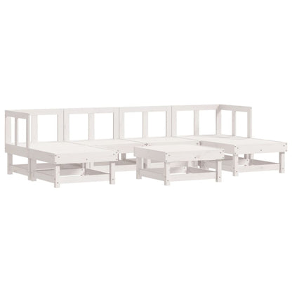 Set Salotto da Giardino 7 pz Bianco in Legno Massello di Pino | homemem39