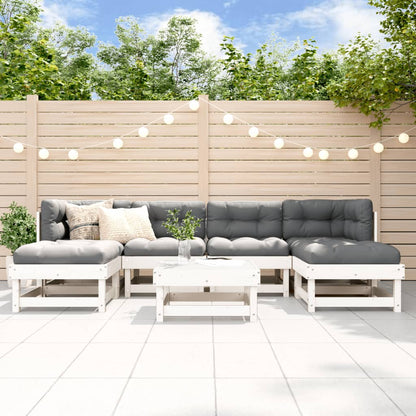 Set Salotto da Giardino 7 pz Bianco in Legno Massello di Pino | homemem39