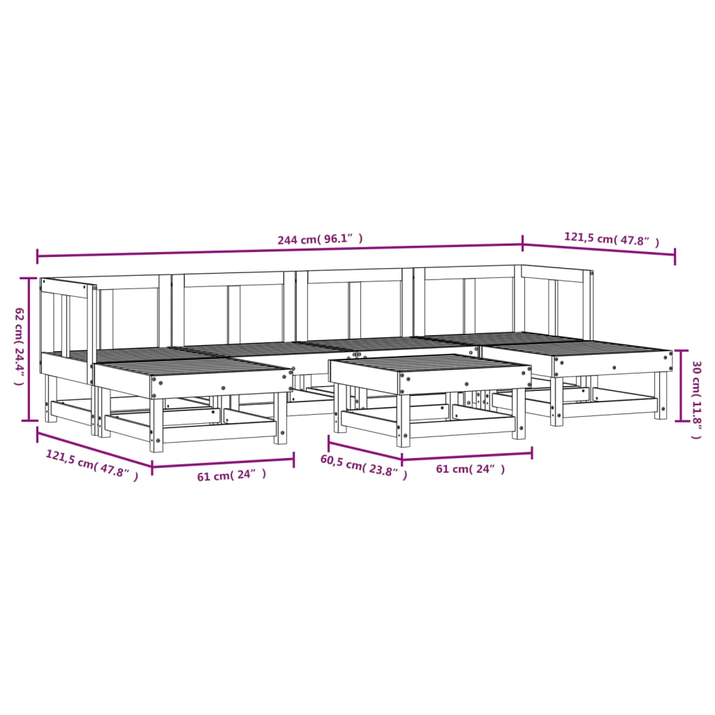 Set Salotto da Giardino 7 pz in Legno Impregnato di Pino | homemem39