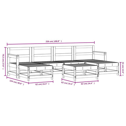 Set Salotto da Giardino 7 pz Bianco in Legno Massello di Pino