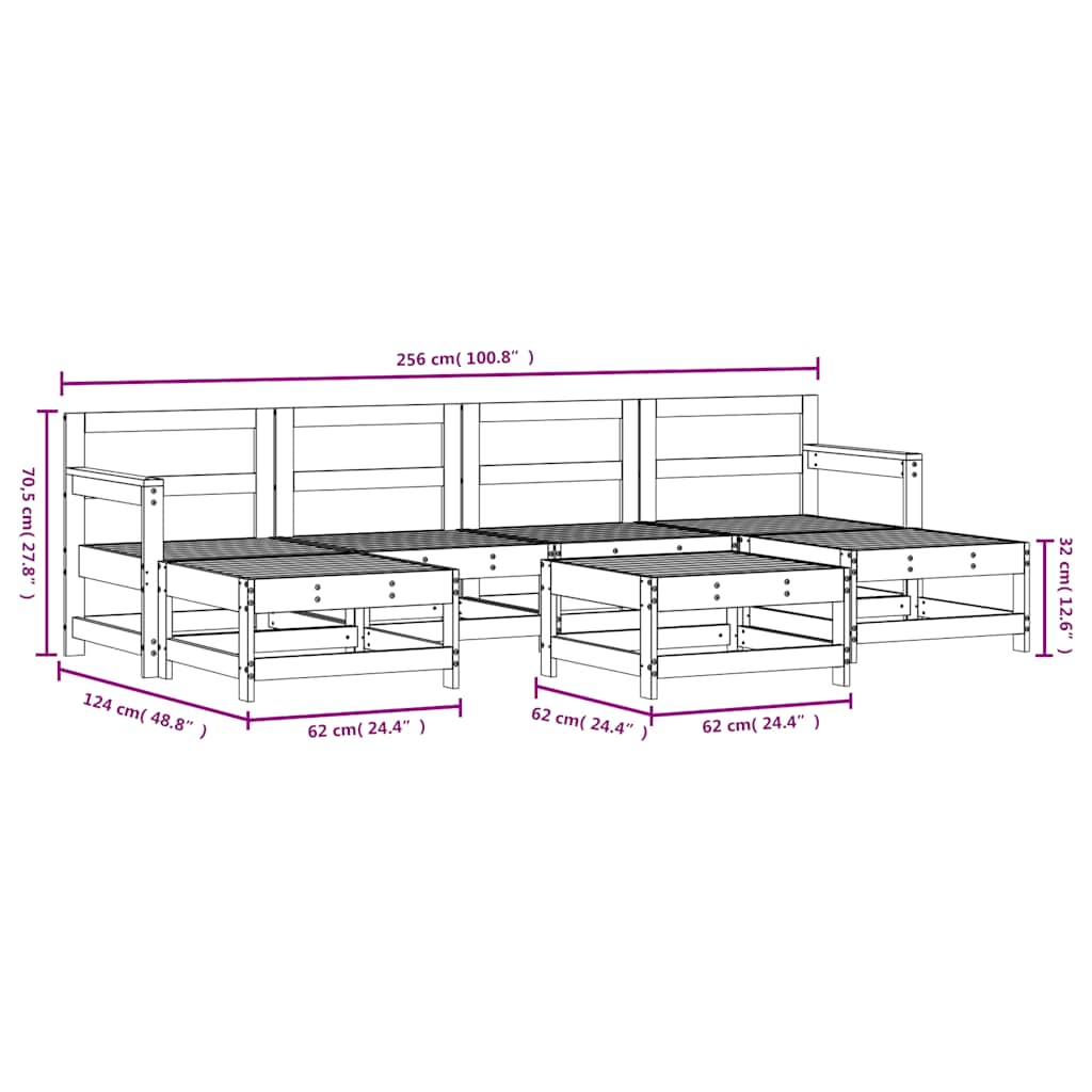 Set Salotto da Giardino 7 pz in Legno Massello di Douglas | homemem39