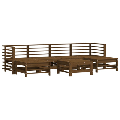 Set Salotto da Giardino 7 pz Miele in Legno Massello di Pino