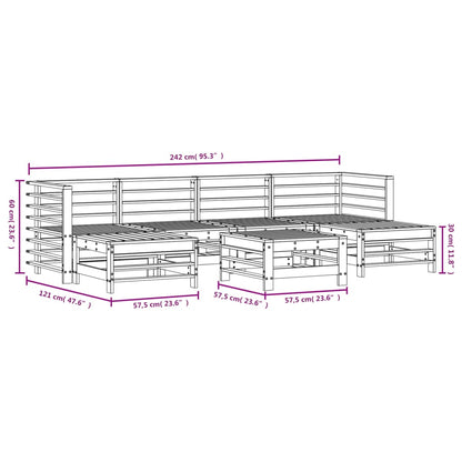 Set Salotto da Giardino 7 pz Miele in Legno Massello di Pino