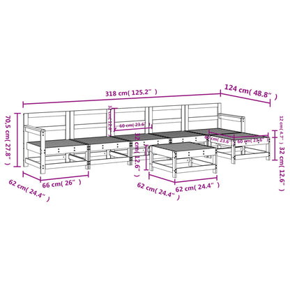 Set Salotto da Giardino 7 pz in Legno Massello di Pino | homemem39