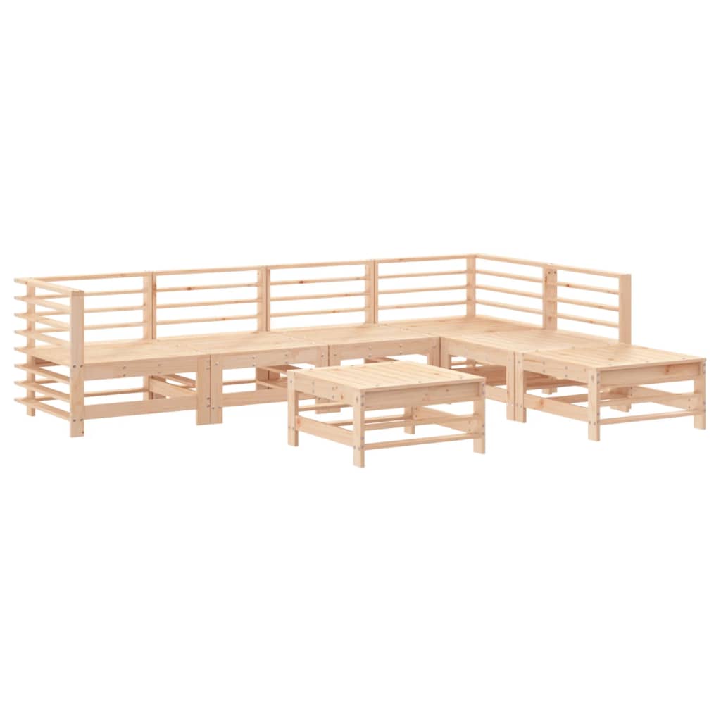 Set Salotto da Giardino 7 pz in Legno Massello di Pino