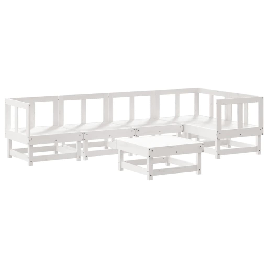 Set Salotto da Giardino 6 pz Bianco in Legno Massello di Pino