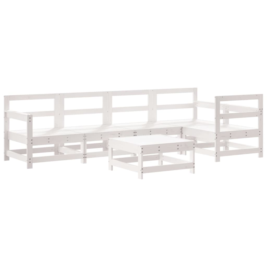 Set Salotto da Giardino 6 pz Bianco in Legno Massello di Pino - homemem39