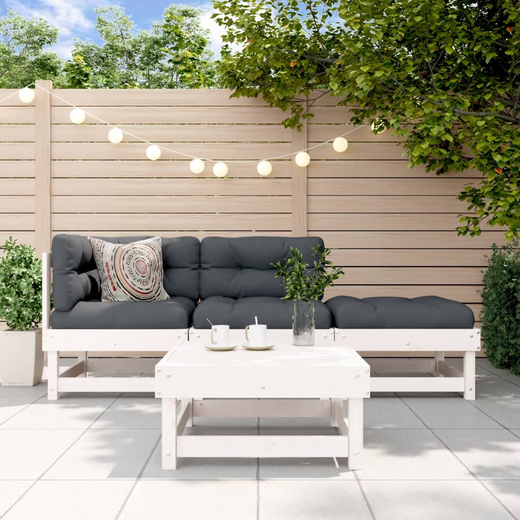 Set Salotto da Giardino 4 pz Bianco in Legno Massello di Pino | homemem39