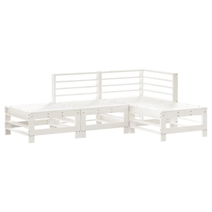 Set Salotto da Giardino 4 pz Bianco in Legno Massello di Pino