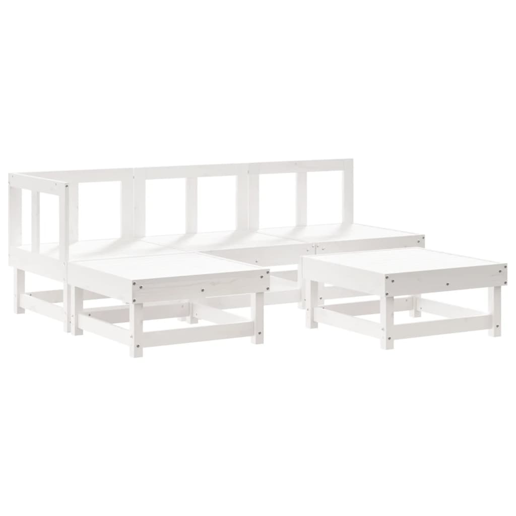 Set Salotto da Giardino 5 pz Bianco in Legno Massello di Pino