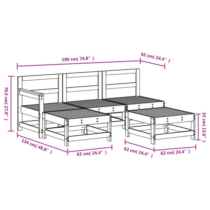 Set Salotto da Giardino 5 pz in Legno Massello di Pino