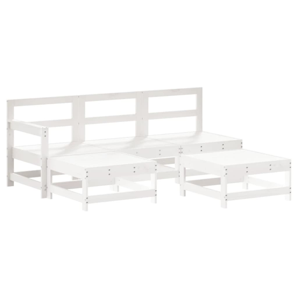 Set Salotto da Giardino 5 pz Bianco in Legno Massello di Pino