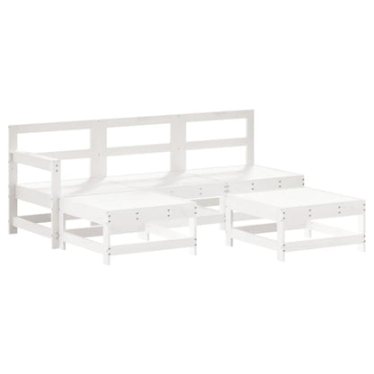 Set Salotto da Giardino 5 pz Bianco in Legno Massello di Pino