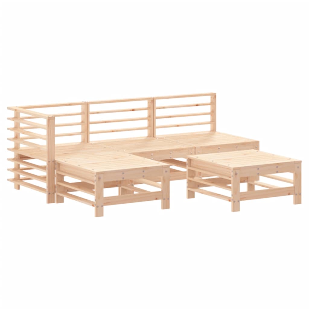 Set Salotto da Giardino 5 pz in Legno Massello di Pino