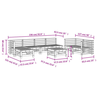 Set Salotto da Giardino 8 pz in Legno Massello di Pino | homemem39