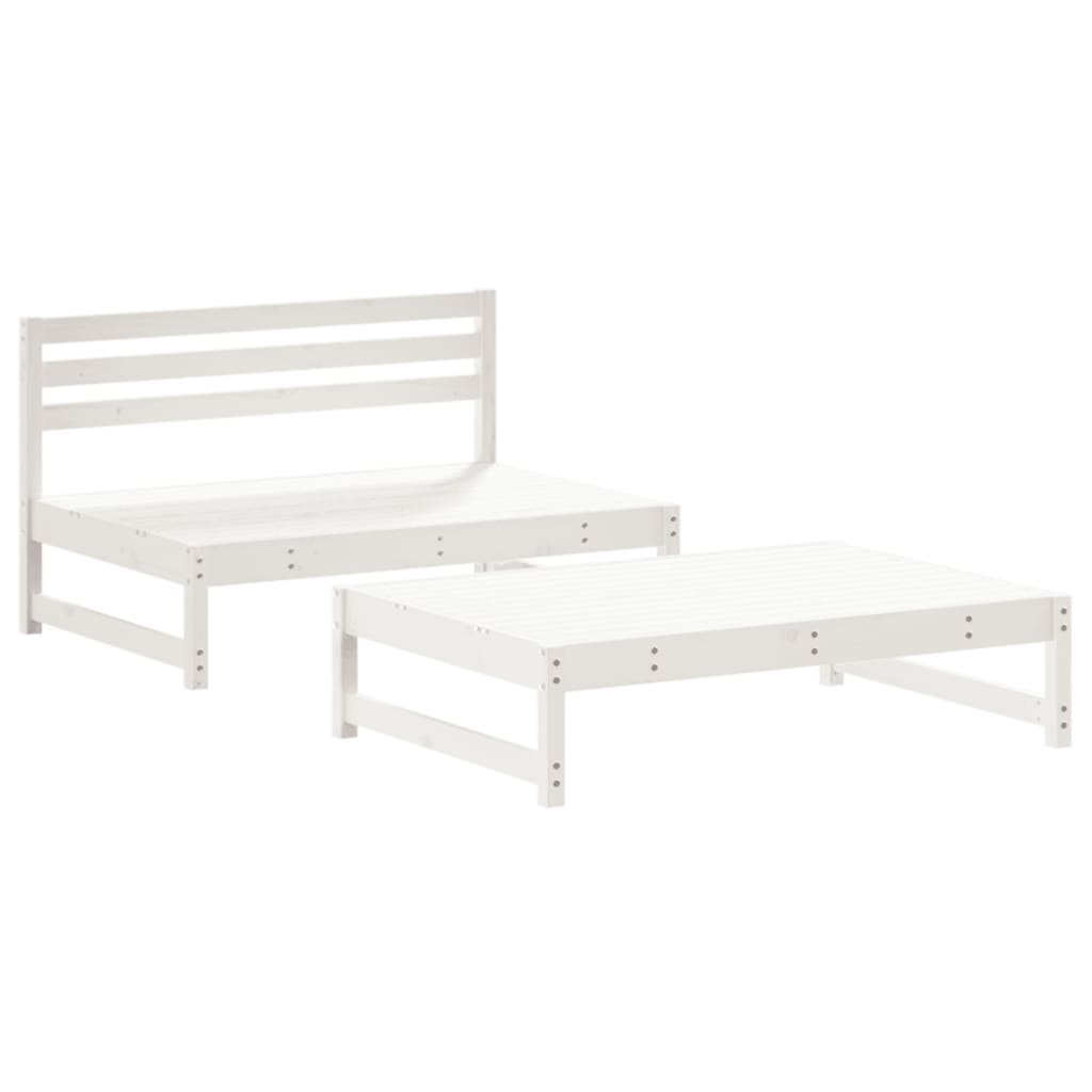 Set Salotto da Giardino 2 pz Bianco in Legno Massello di Pino - homemem39
