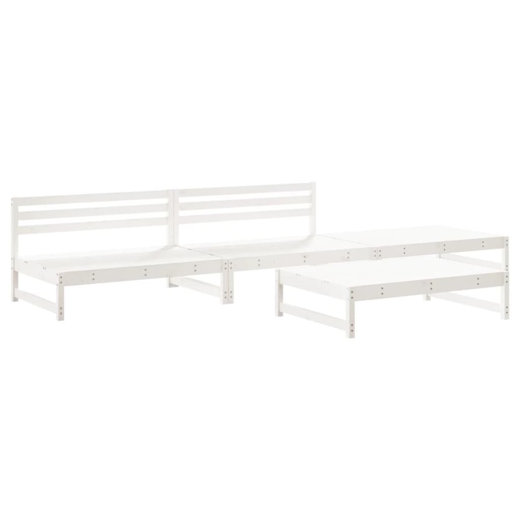 Set Salotto da Giardino 4 pz Bianco in Legno Massello di Pino - homemem39