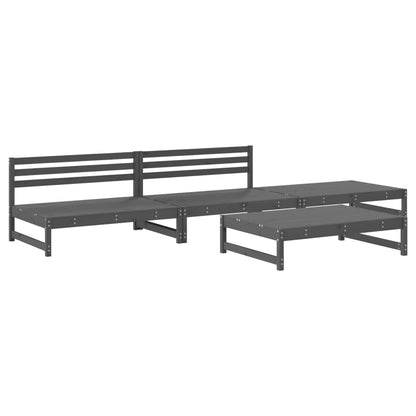 Set Salotto da Giardino 4 pz Grigio in Legno Massello di Pino - homemem39