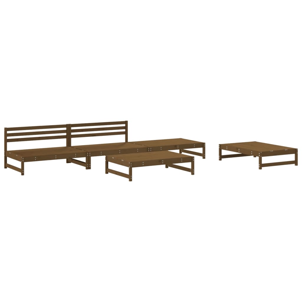 Set Salotto da Giardino 5 pz ambra in Legno Massello di Pino