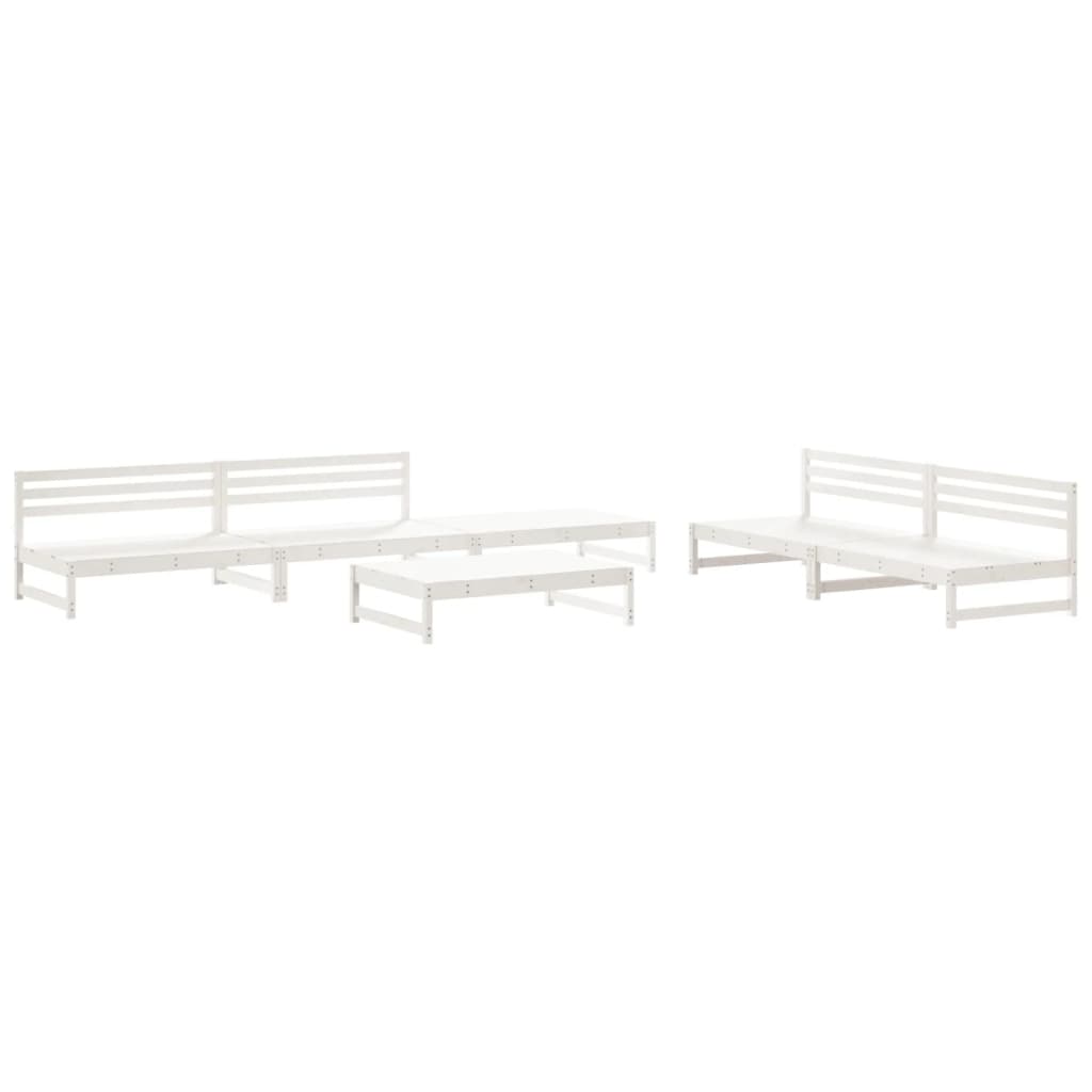 Set Salotto da Giardino 6 pz Bianco in Legno Massello di Pino - homemem39