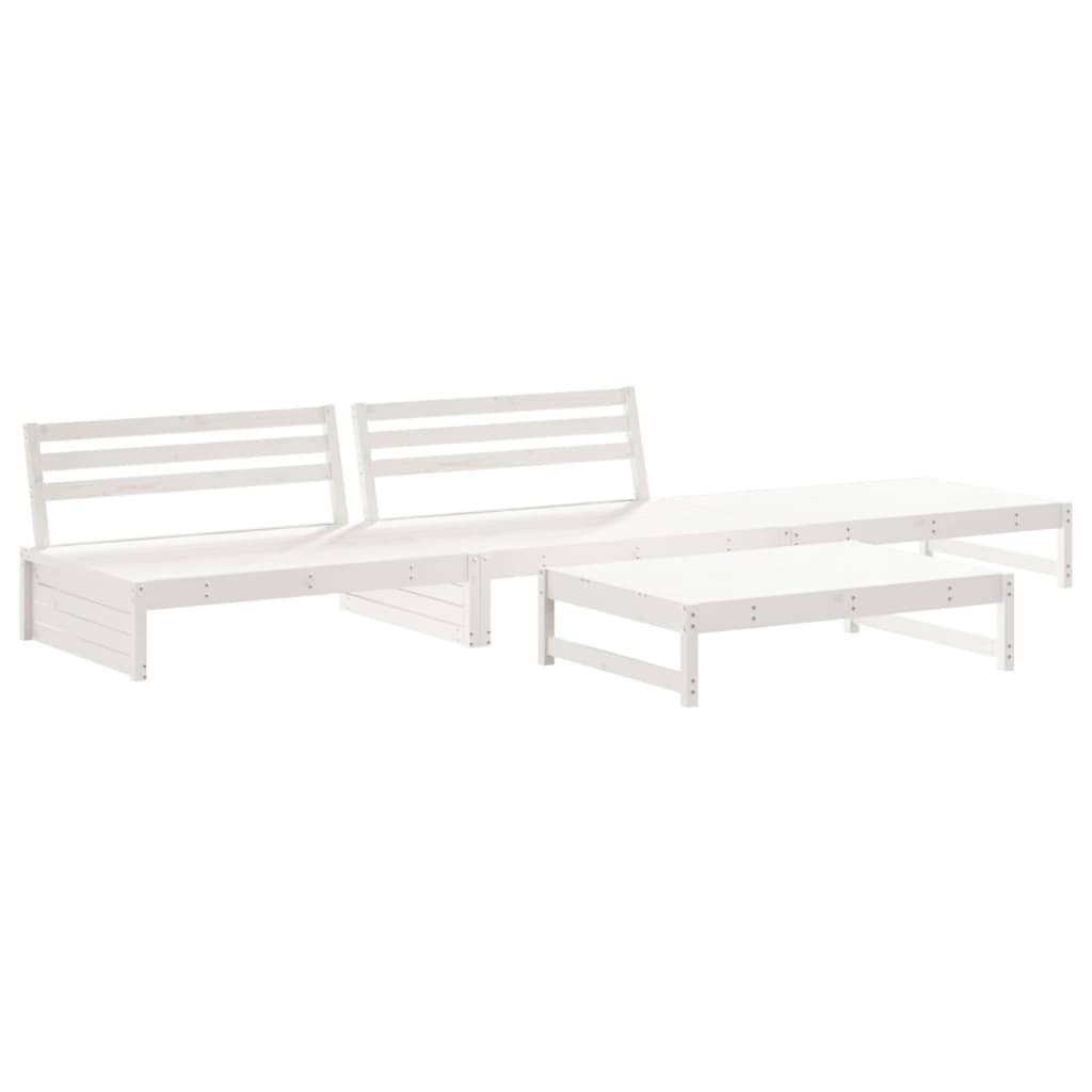Set Salotto da Giardino 4 pz Bianco in Legno Massello di Pino - homemem39