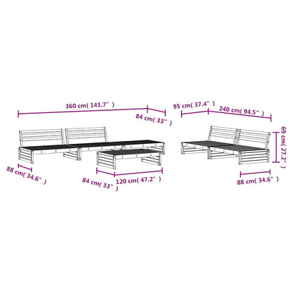 Set Salotto da Giardino 6 pz in Legno Massello di Douglas | homemem39