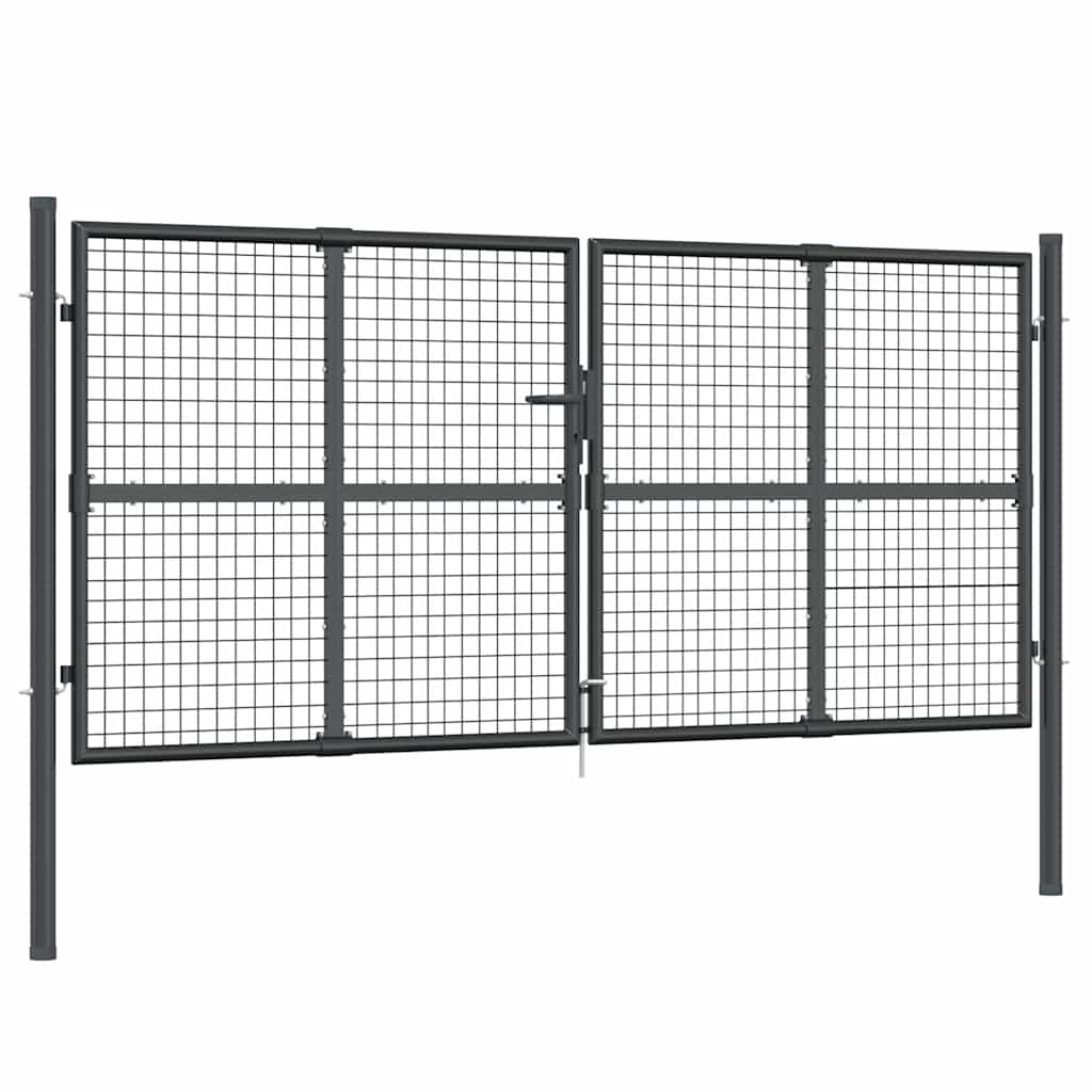 Cancello da Giardino in Rete Antracite 300x125 cm in Acciaio Zincato | homemem39