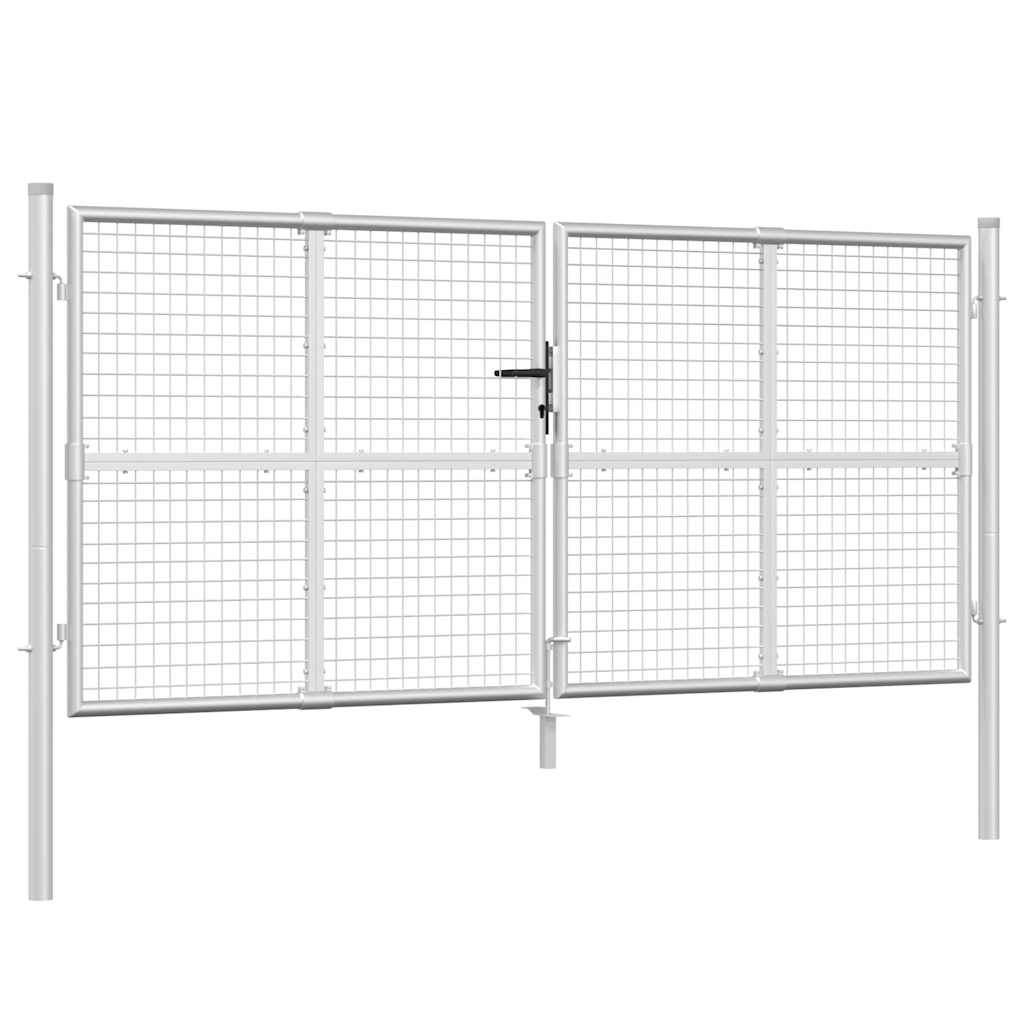 Cancello da Giardino in Rete Argento 300x125 cm in Acciaio Zincato | homemem39