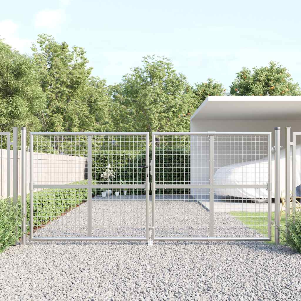 Cancello da Giardino in Rete Argento 300x125 cm in Acciaio Zincato | homemem39