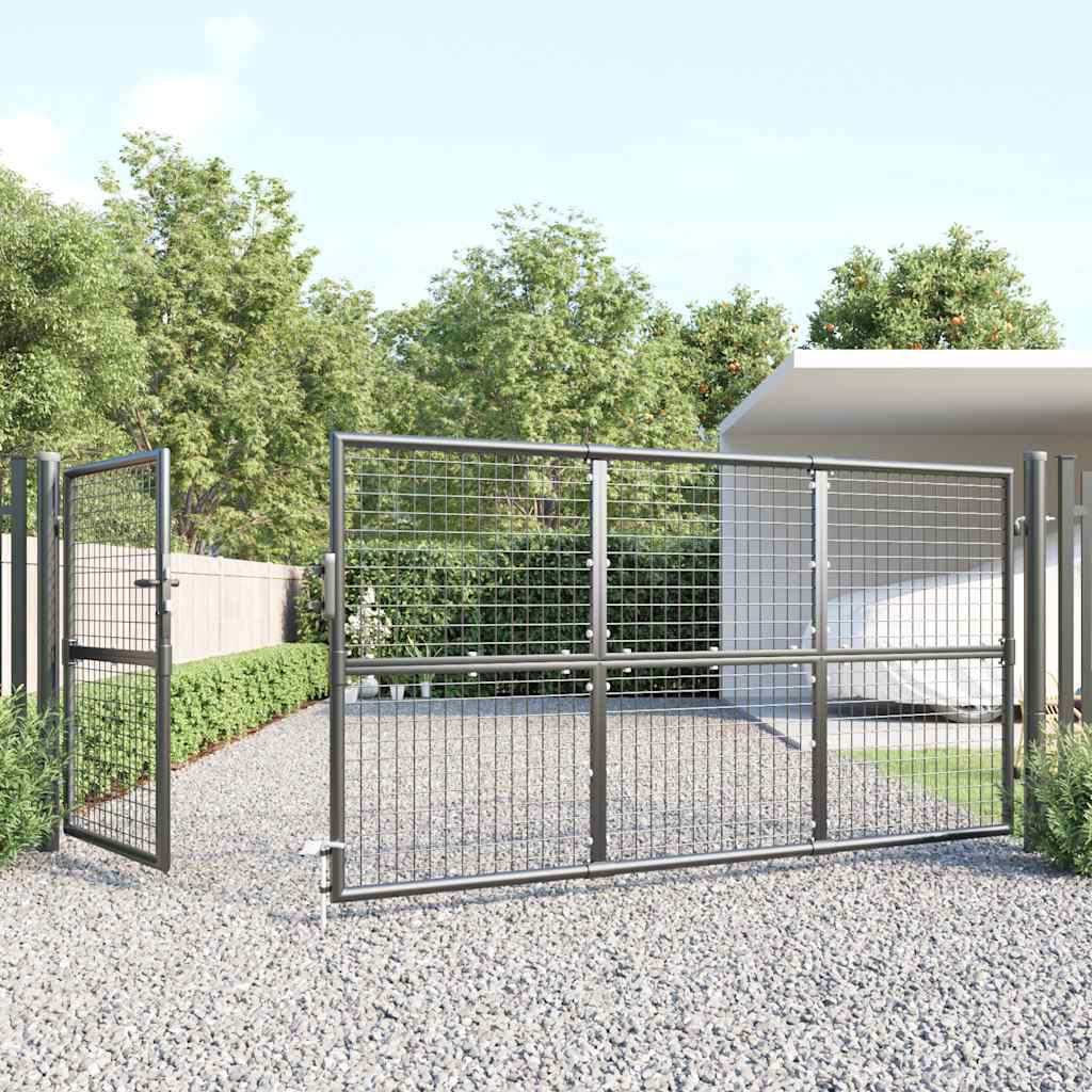 Cancello da Giardino in Rete Antracite 350x125 cm in Acciaio Zincato | homemem39