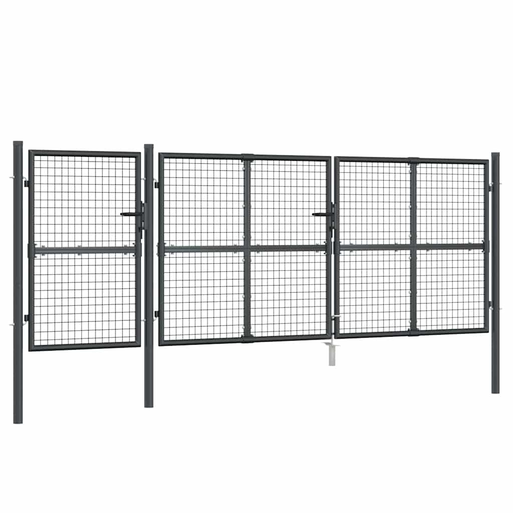 Cancello da Giardino in Rete Antracite 400x125 cm in Acciaio Zincato | homemem39