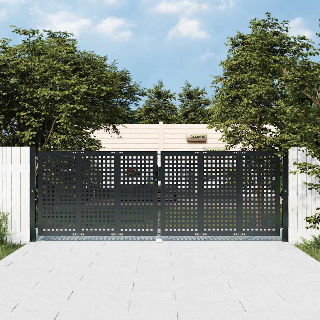Cancello da Giardino Antracite 300x75 cm in Acciaio | homemem39