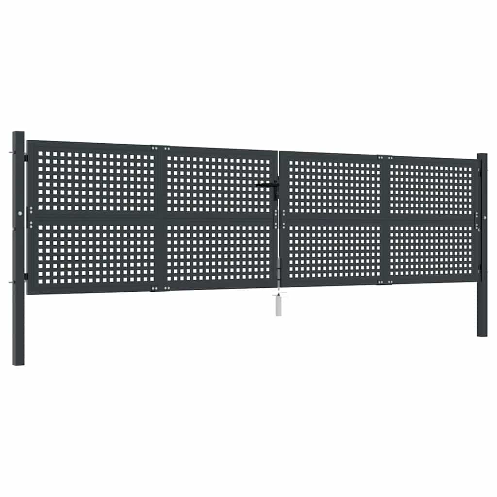 Cancello da Giardino Antracite 400x125 cm in Acciaio | homemem39