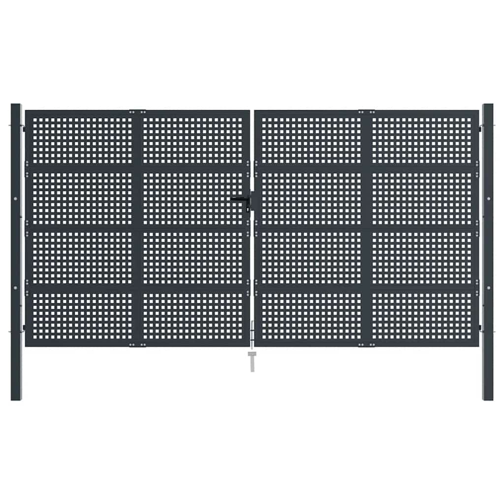 Cancello da Giardino Antracite 400x175 cm in Acciaio