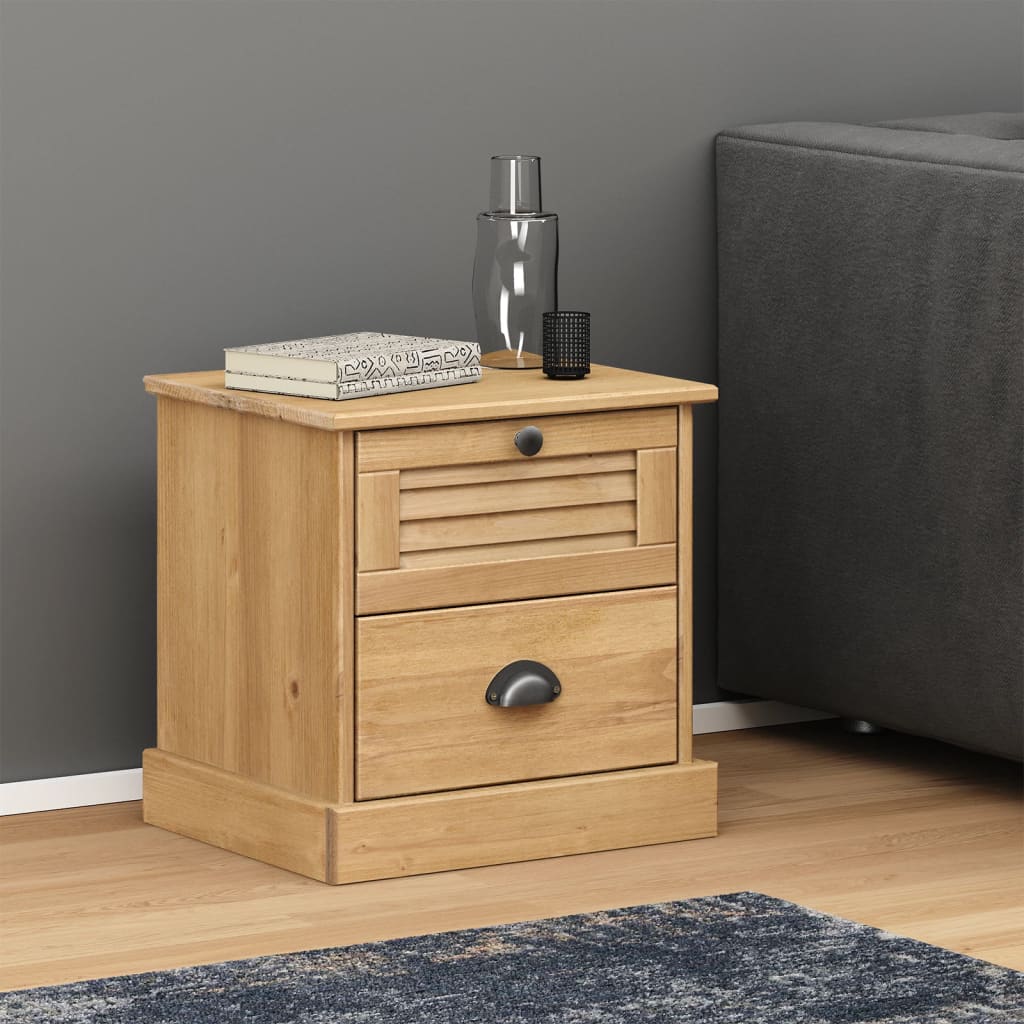 Comodino VIGO 42x35x42 cm in Legno Massello di Pino | homemem39