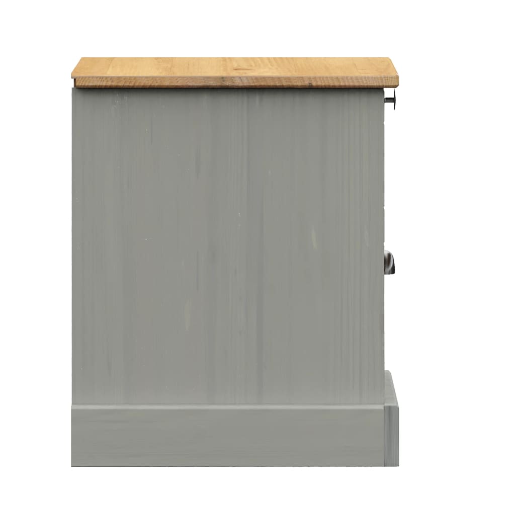 Comodino VIGO Grigio 42x35x42 cm in Legno Massello di Pino | homemem39