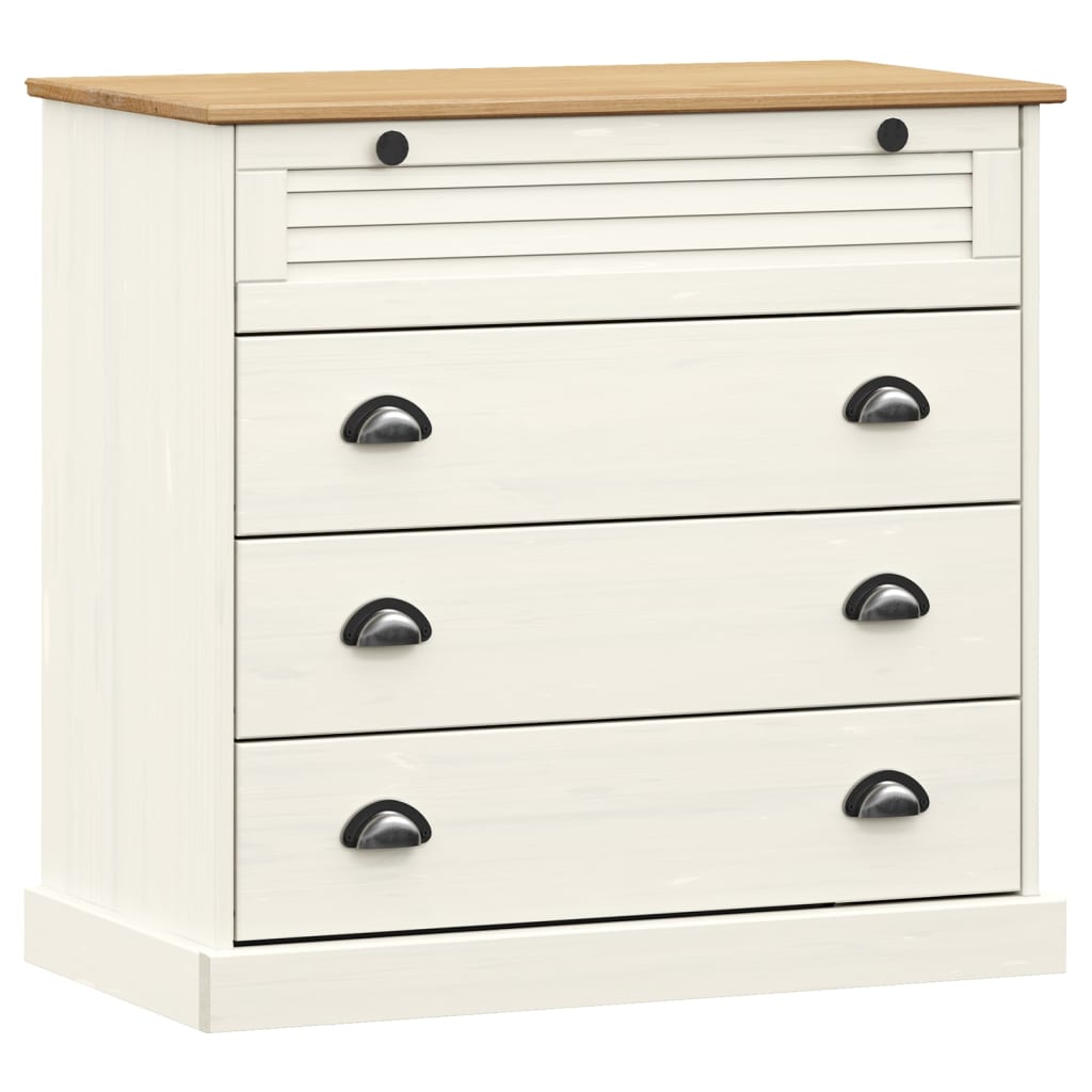 Cassettiera VIGO Bianca 80x40x76 cm in Legno Massello di Pino | homemem39