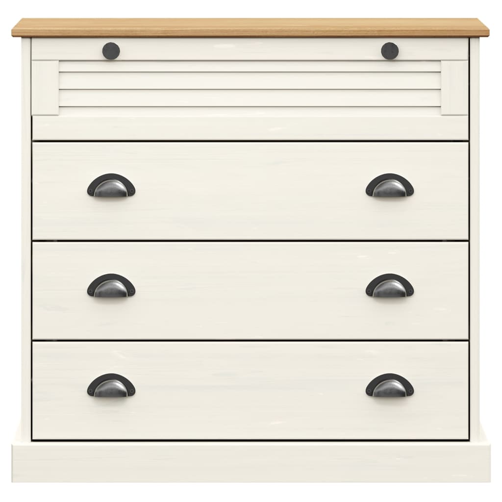 Cassettiera VIGO Bianca 80x40x76 cm in Legno Massello di Pino