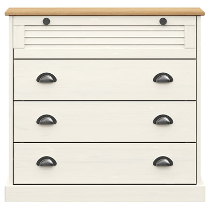 Cassettiera VIGO Bianca 80x40x76 cm in Legno Massello di Pino